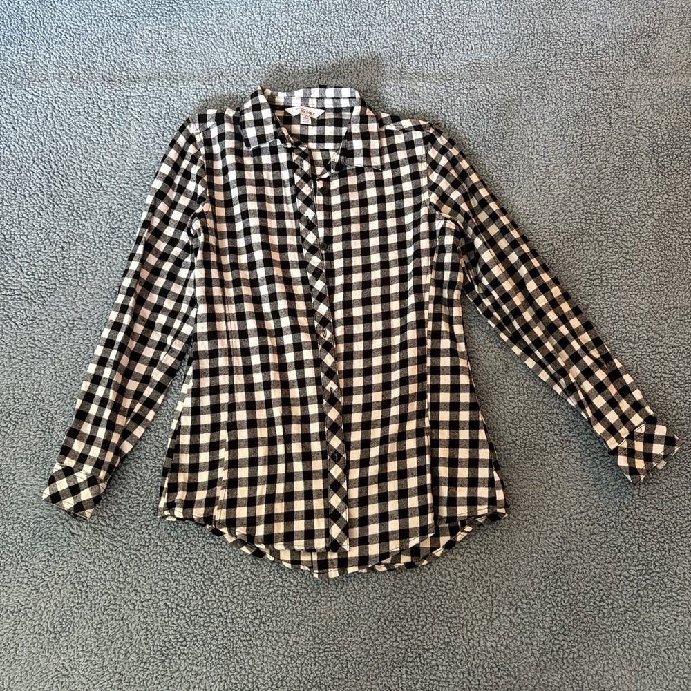 Black and White Checkered Button Down Shirt